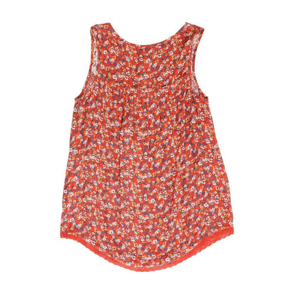 Red Floral Sleeveless Blouse