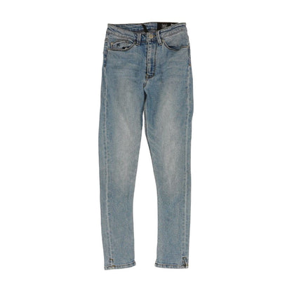 Blue Solid Skinny Leg Jeans
