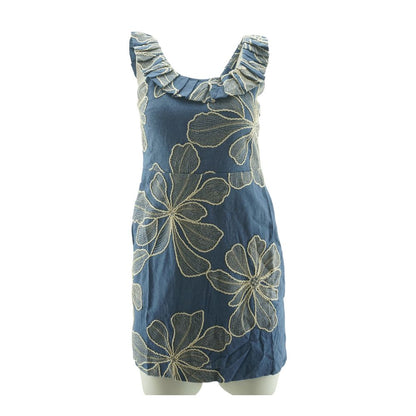 Blue Embroidery Detail Mini Dress