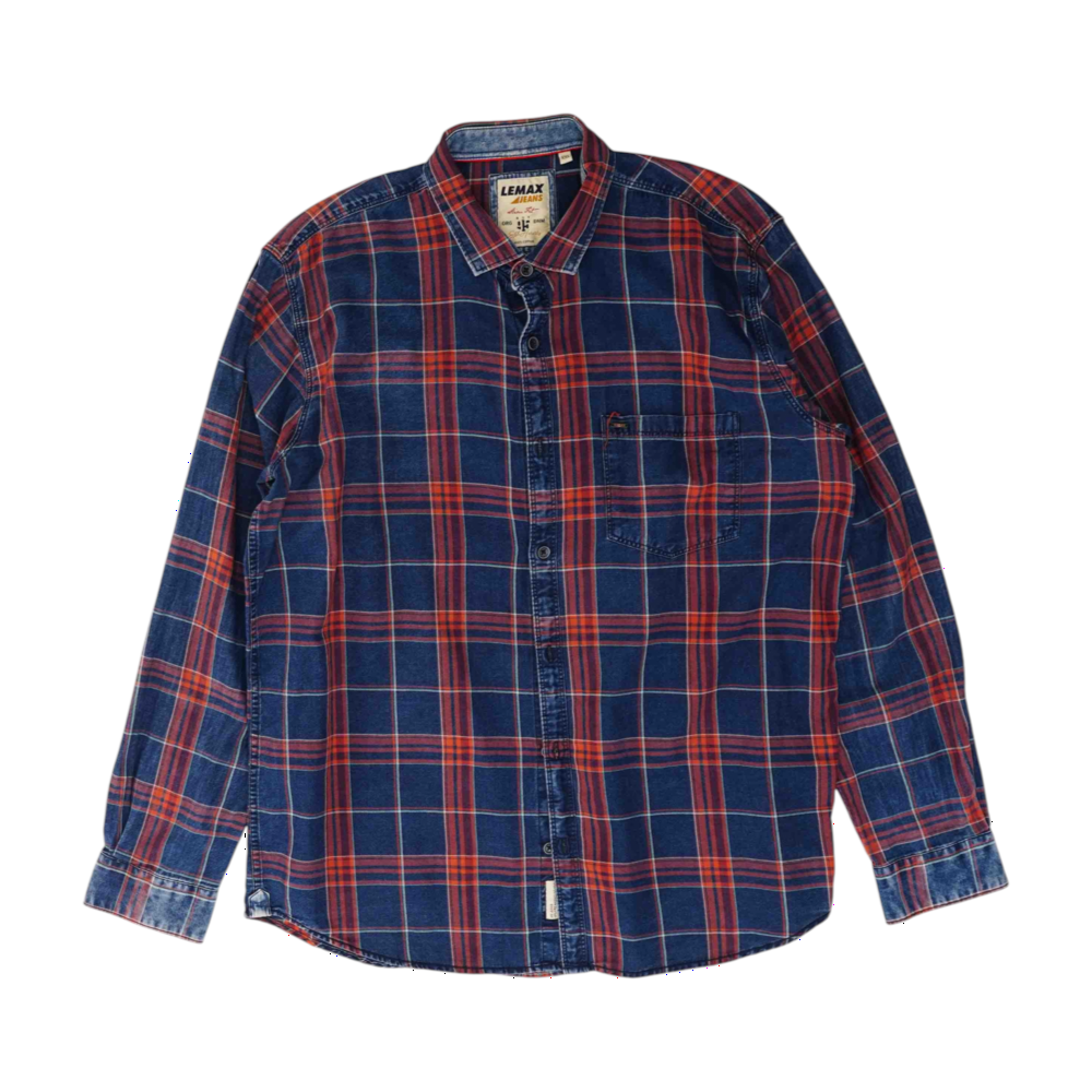Navy Plaid Long Sleeve Button Down