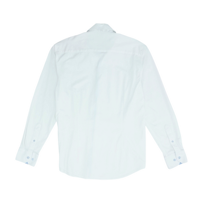 White Solid Long Sleeve Button Down