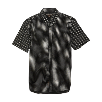 Black Graphic Short Sleeve Button Down