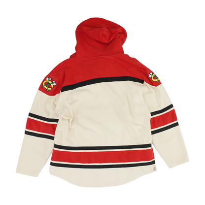 Beige Chicago Blackhawks Color Block Hoodie Pullover