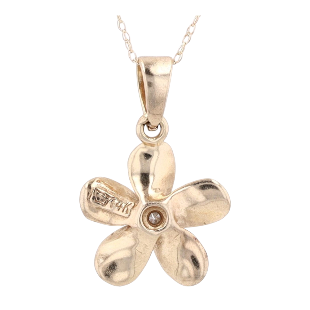 14K Yellow Gold Diamond Pendant Necklace