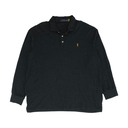 Gray Solid Long Sleeve Polo