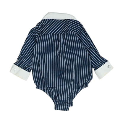 Navy Striped Long Sleeve Button Down