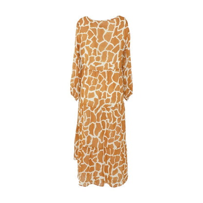 Beige Animal Print Midi Dress