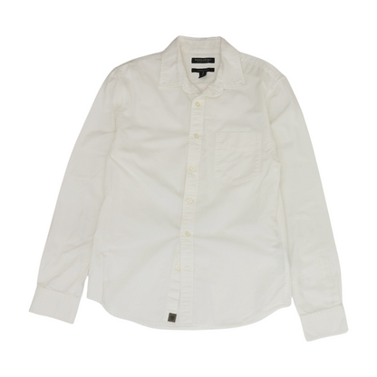 White Solid Long Sleeve Button Down