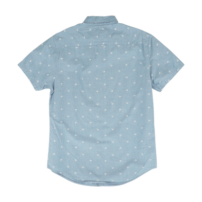 Blue Graphic Short Sleeve Button Down