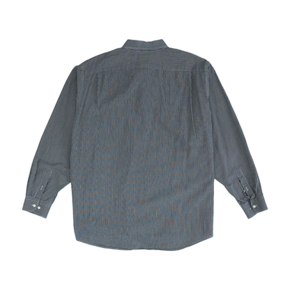 Blue Solid Long Sleeve Button Down
