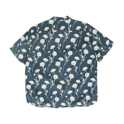 Navy Floral Short Sleeve Button Down