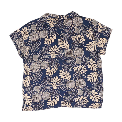 Navy Tropical Short Sleeve Button Down