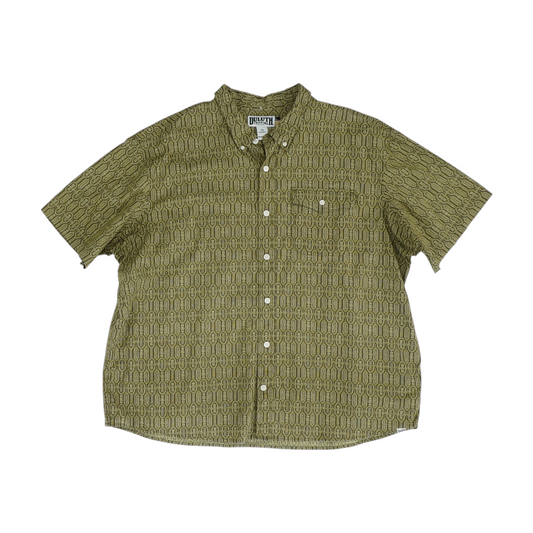 Green Print Short Sleeve Button Down