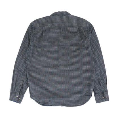 Navy Geometric Long Sleeve Button Down