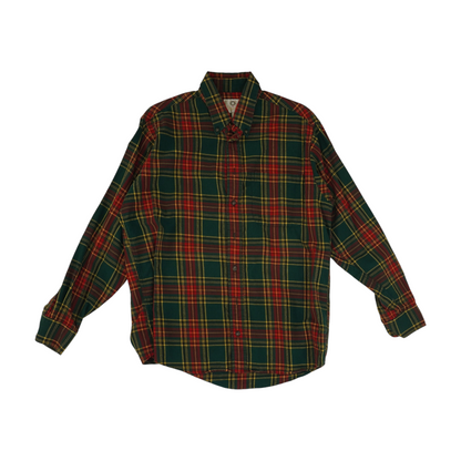 Green Plaid Long Sleeve Button Down