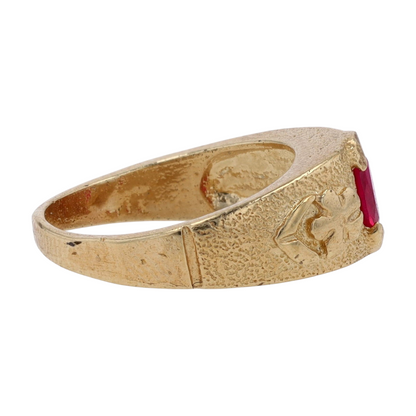 10K Yellow Gold Red Stone Ring