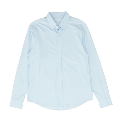 Blue Solid Long Sleeve Button Down