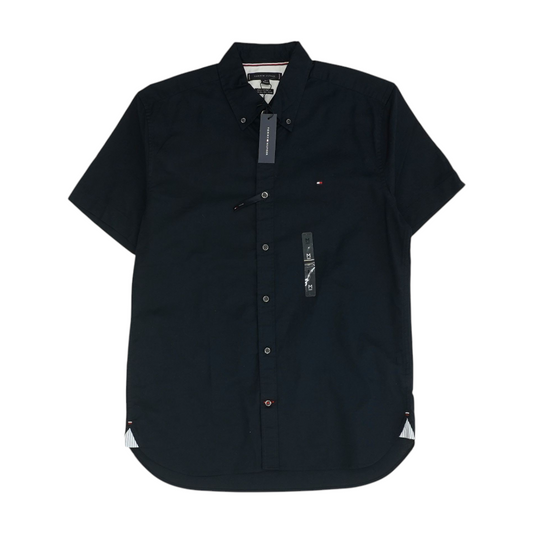 Navy Solid Short Sleeve Button Down