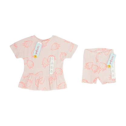 Pink Graphic Short Sleeve Set