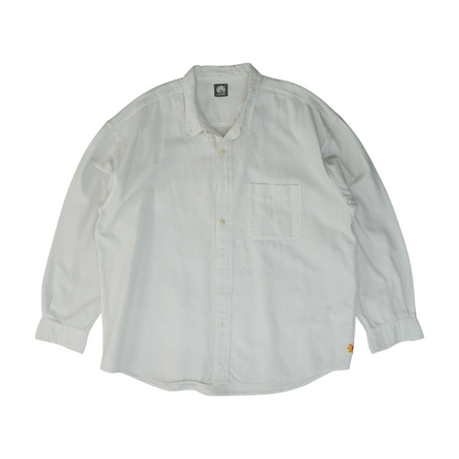 White Solid Long Sleeve Button Down