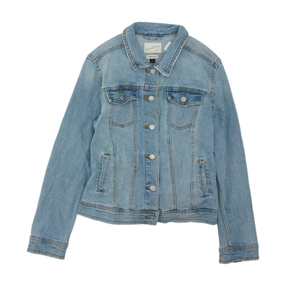 Blue Solid Denim Jacket