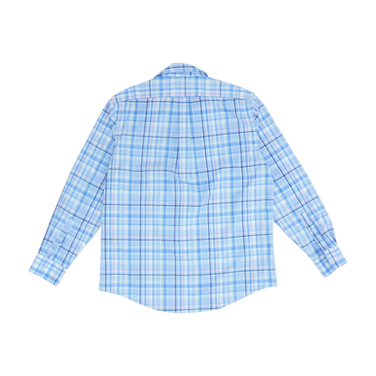 Blue Plaid Long Sleeve Button Down