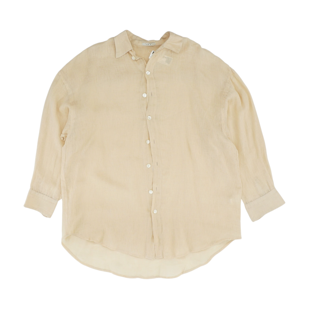 Beige Long Sleeve Button Down
