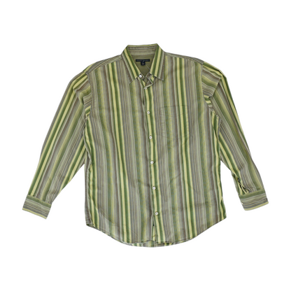 Green Striped Long Sleeve Button Down