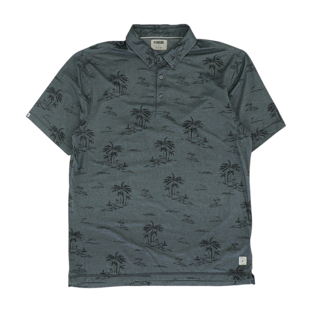 Gray Print Short Sleeve Polo