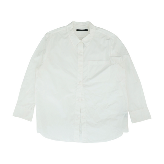 White Solid Long Sleeve Button Down