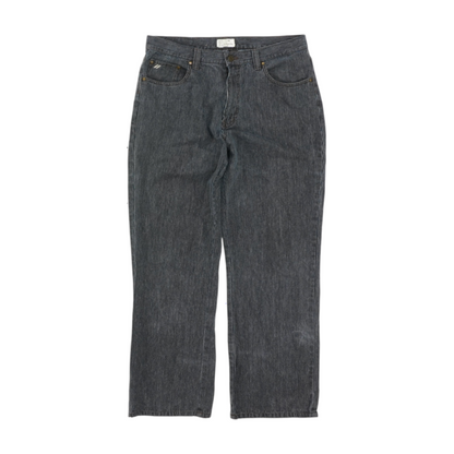 Navy Striped Straight Jeans
