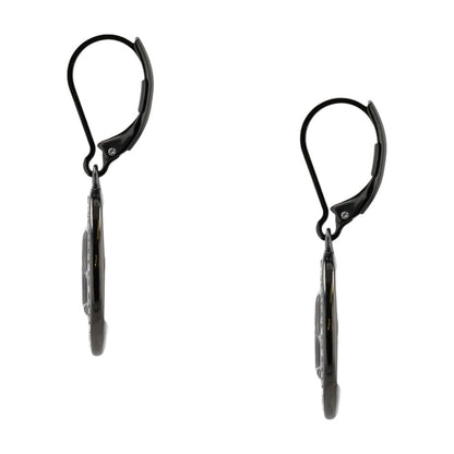 Costume Set In Gun Metal Drop Earrings W/ Lever-Back Closure