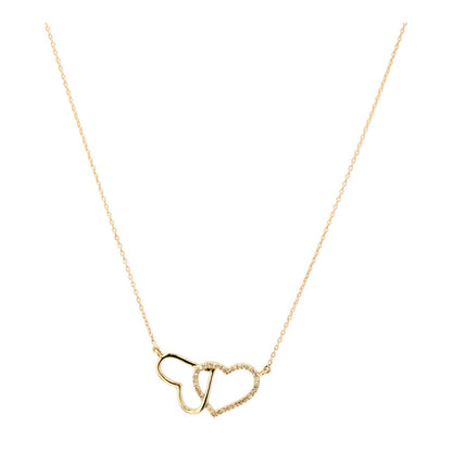 .10 ct 14K Gold Diamond Double Heart Pendant Necklace