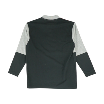 Gray Color Block Long Sleeve Polo
