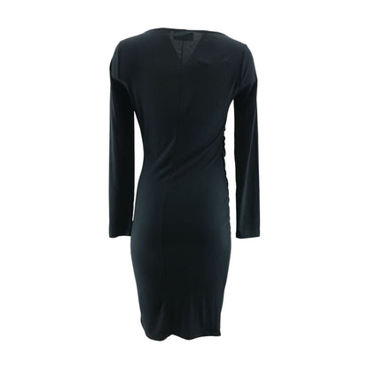Navy Solid Midi Dress