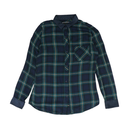 Navy Plaid Flannel Button Down