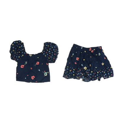 Navy Floral Short Sleeve Set