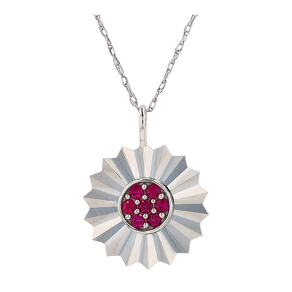 1/10 ctw 14K White Gold Ruby Pendant Necklace