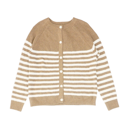Brown Striped Cardigan Sweater