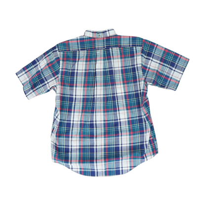 Teal Plaid Short Sleeve Button Down