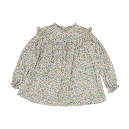 White Floral Long Sleeve Blouse