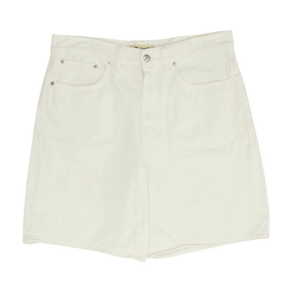 White Solid Denim Shorts