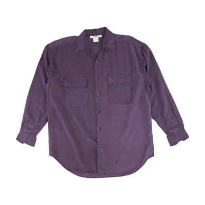 Purple Solid Long Sleeve Button Down