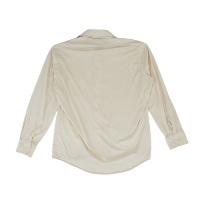 Vintage Beige Solid Long Sleeve Button Down
