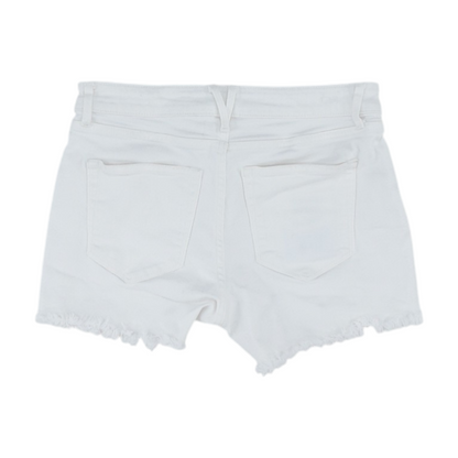 White Solid Denim Shorts