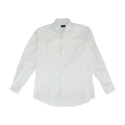 White Solid Long Sleeve Button Down