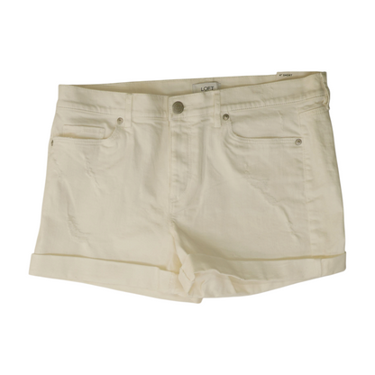 White Solid Denim Shorts