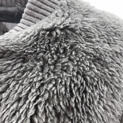 Gray Terry Teddy Oversized Bomber Jacket