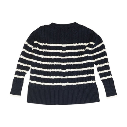 Navy Striped Crewneck Sweater