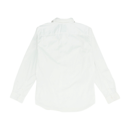 White Solid Long Sleeve Button Down